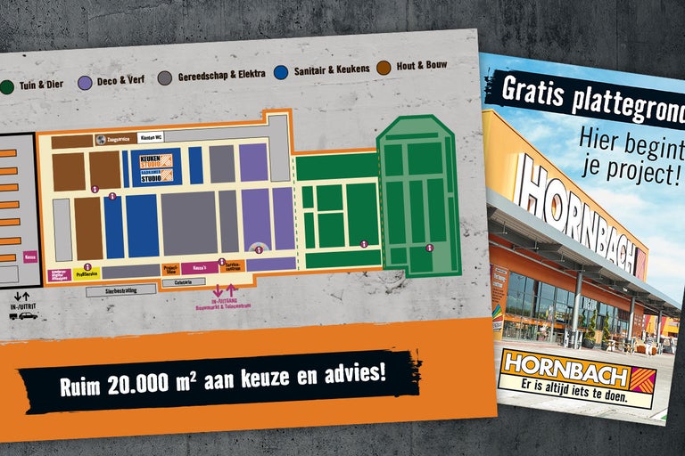 Hornbach filiaal plattegrond en Hornbach logo