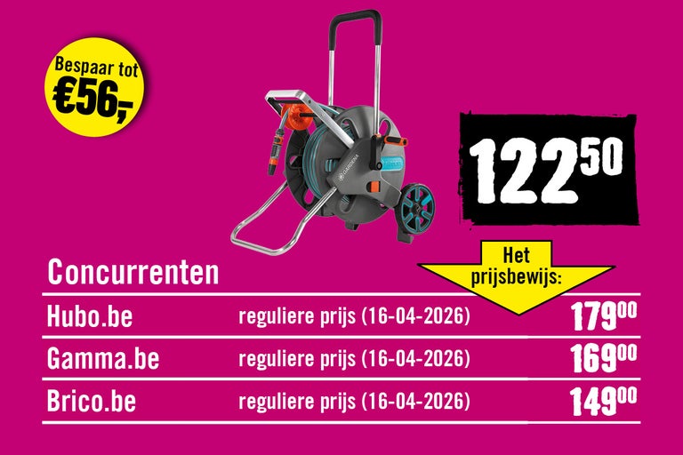 Gardena slangenwagen inclusief prijsvergelijking met een besparing tot 56 euro ten opzichte van concurrenten.