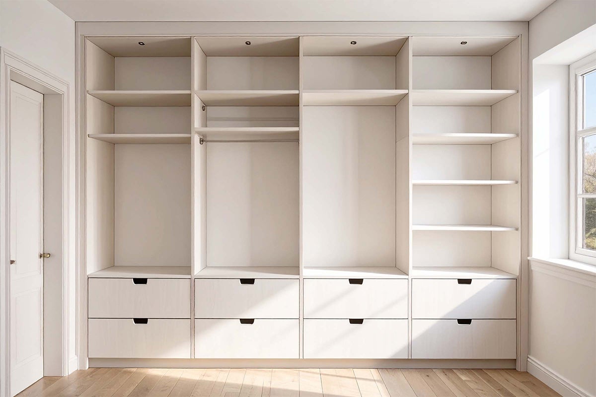 Inloopkast met planken en laden