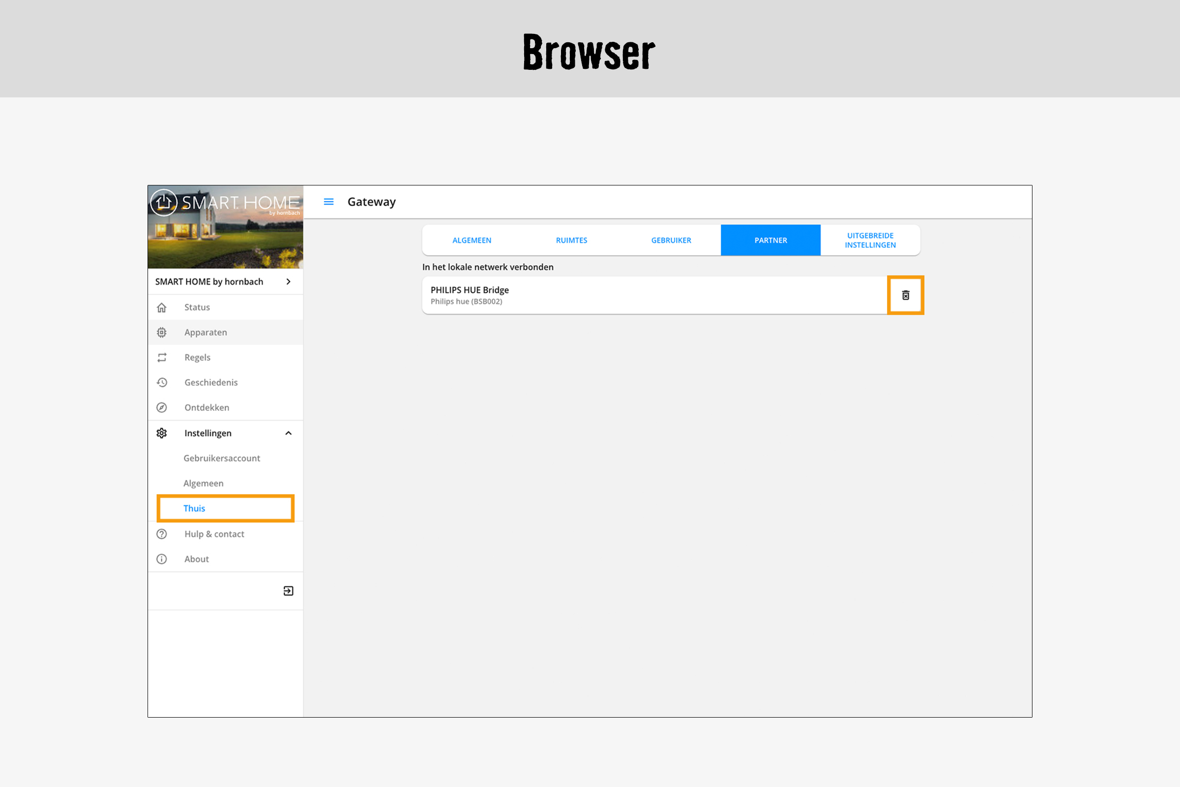 Smart Home by Hornbach Gateway browserweergave