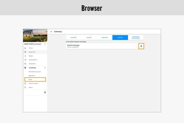 Smart Home by Hornbach Gateway browserweergave