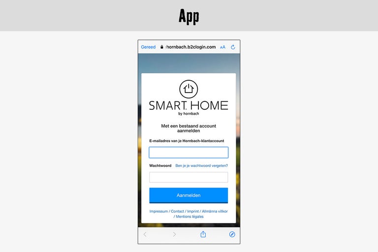 Hornbach Smart Home app op een smartphone