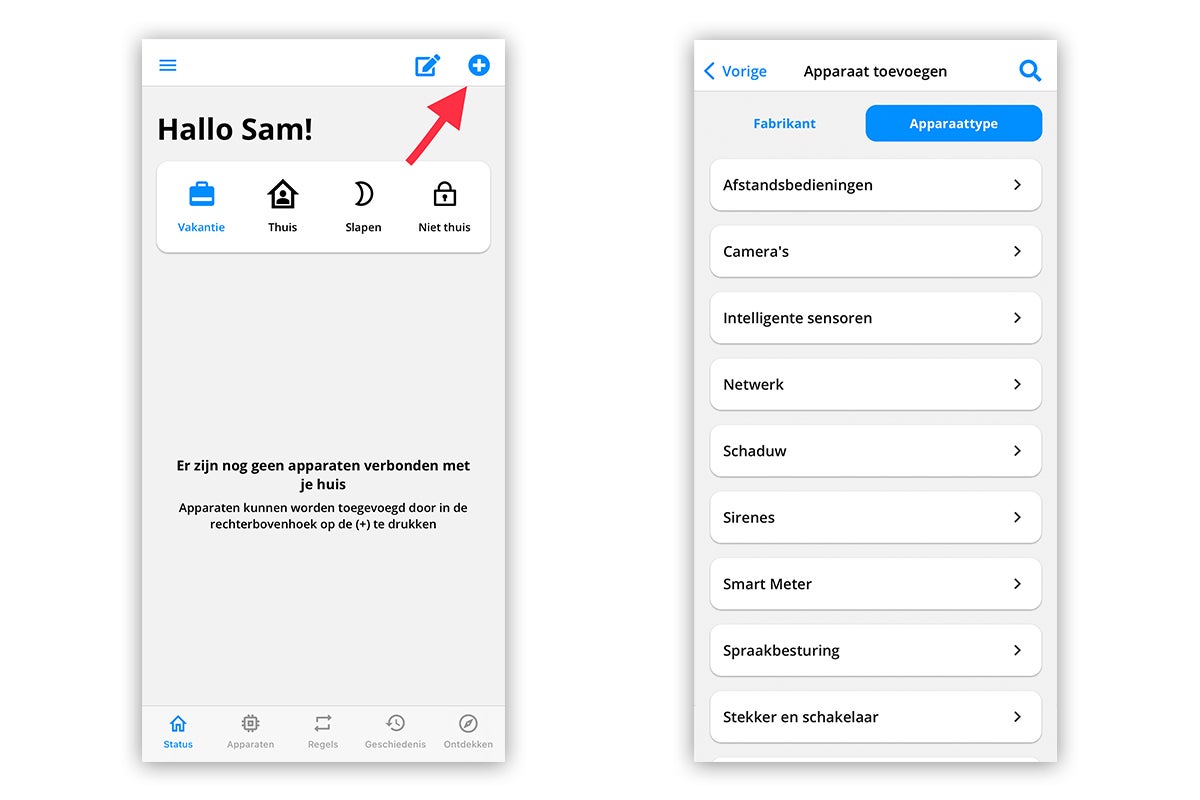 Smartphone-app voor apparaatbeheer