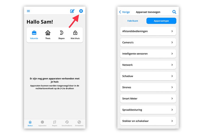 Smartphone-app voor apparaatbeheer