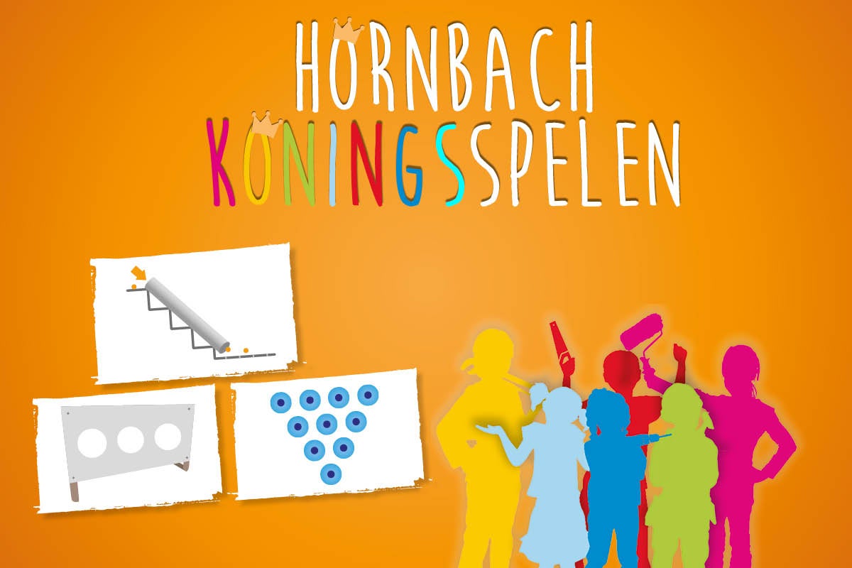 Hornbach Koningsspelen illustratie met kinderspelsymbolen