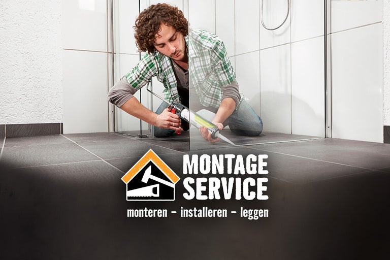 Montageservice symbool met hamer en zaag