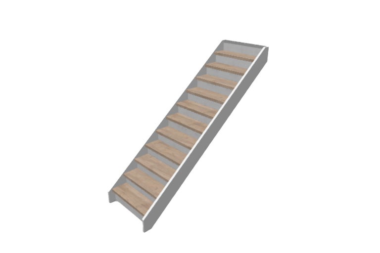 Houten trap met witte zijkanten