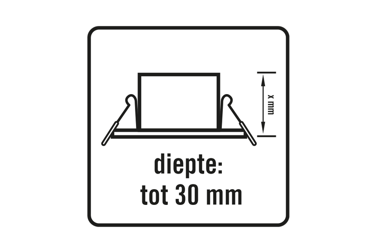 Inbouwdiepte tot 30 millimeter