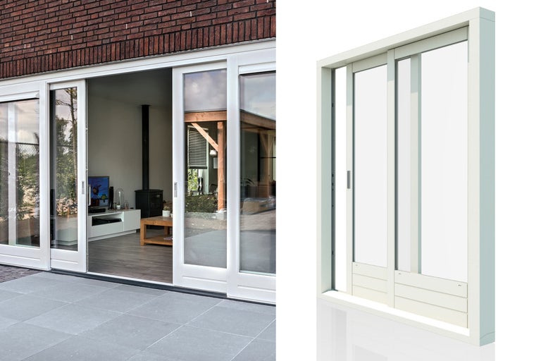 Schuifdeur met glazen voorkant voor toegang tot terras of tuin