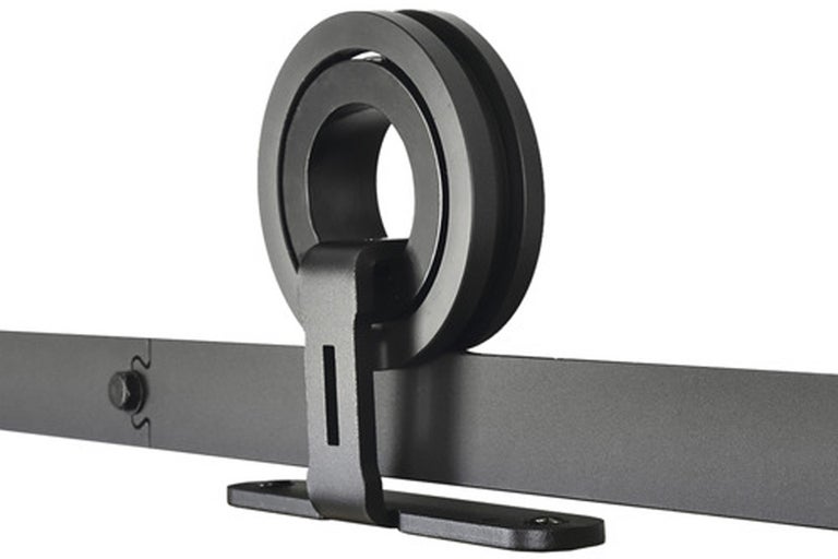 Schuifdeur railsysteem van metaal met ronde rol en geleiderail