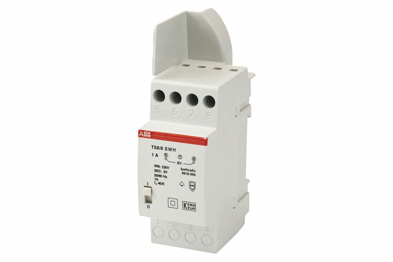 ABB beltransformator TS8/8 SWH 230 volt naar 8 volt voor DIN rail montage
