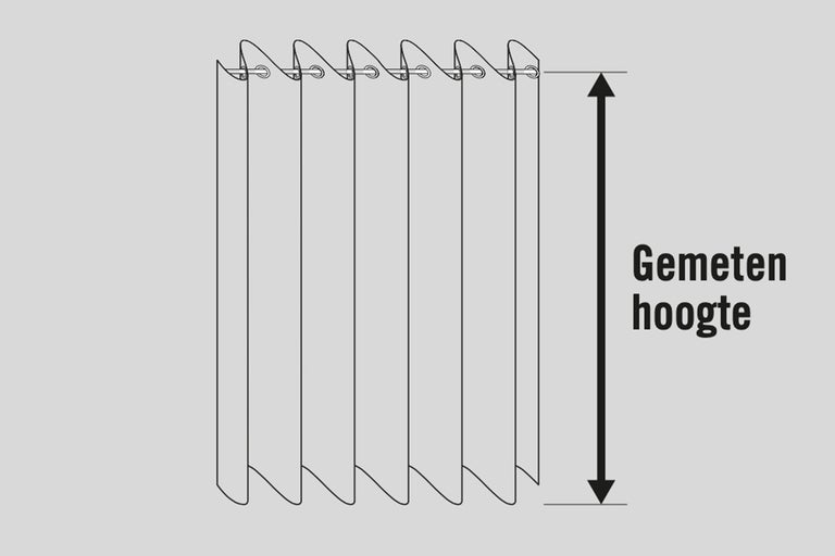 Illustratie van het meten van de hoogte van een gordijn