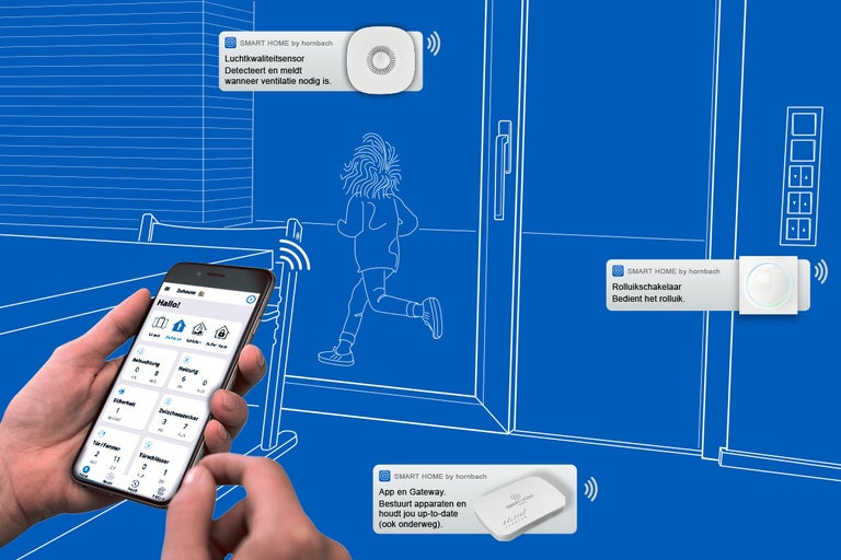 Smart Home systeem met smartphone app om verschillende apparaten in huis te bedienen