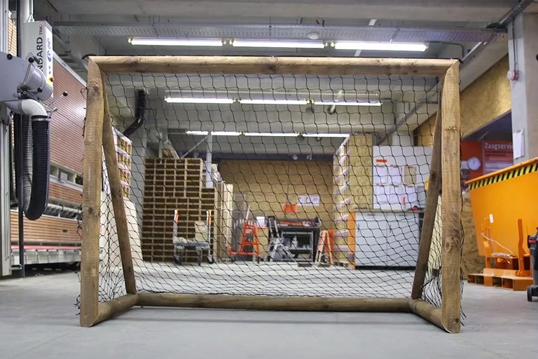 Houten voetbaldoel met net