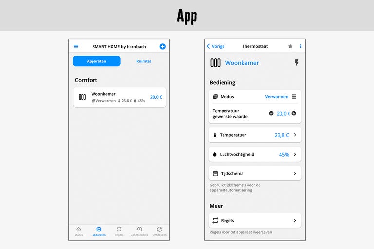 Hornbach Smart Home App voor het regelen van de kamertemperatuur