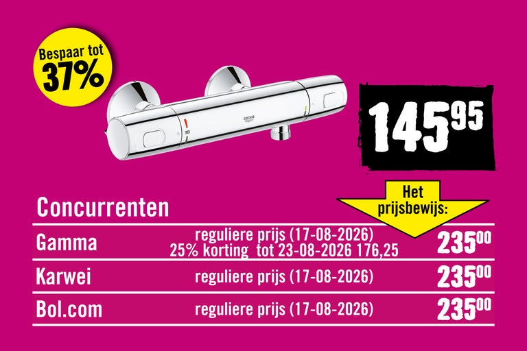 Grohe thermostaatkraan voor douchewandmontage met prijsvergelijking bij concurrenten