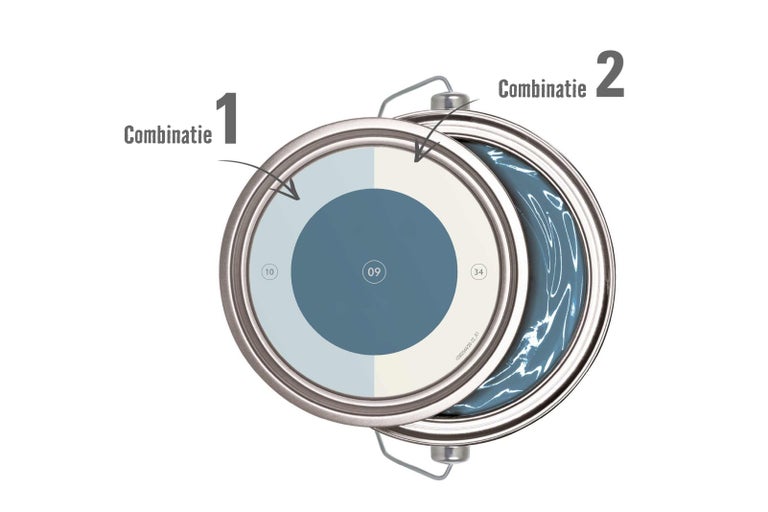 Verfmengeling met twee kleurtinten in open verfemmers