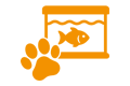Symbool voor dierbenodigdheden met aquarium en poot