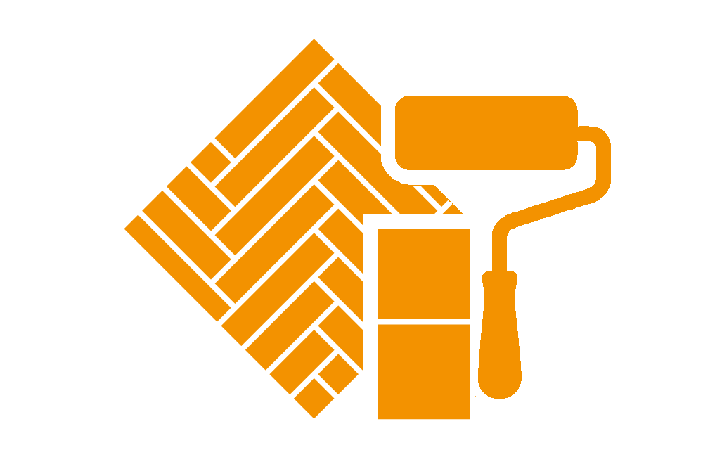 Symbool voor vloerbedekking, verf en verfroller