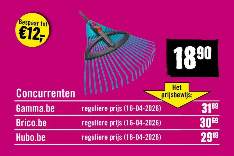 Gardena Combisystem verstelbare bladhark met prijsvergelijking van concurrenten en een prijs van 18,90 Euro.
