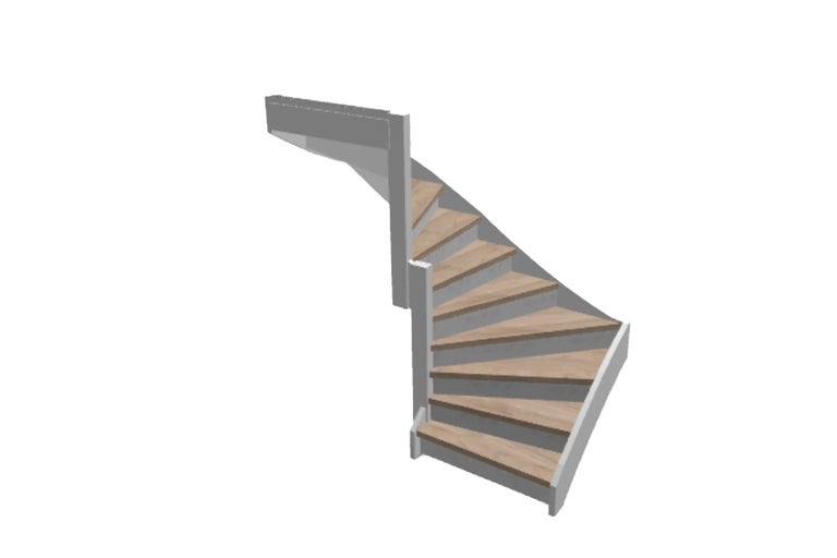 Wenteltrap van hout en metaal