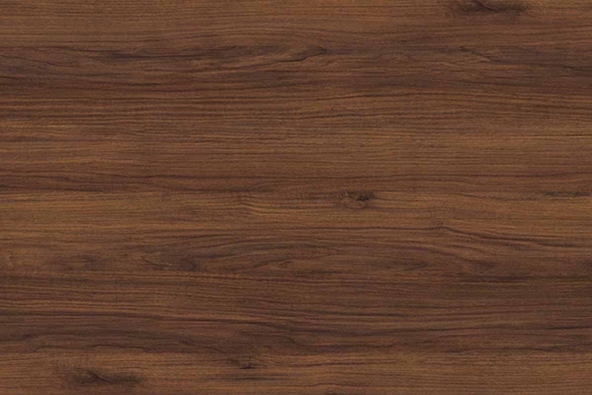 Donker houten oppervlak met horizontale nerf en natuurlijke noesten.