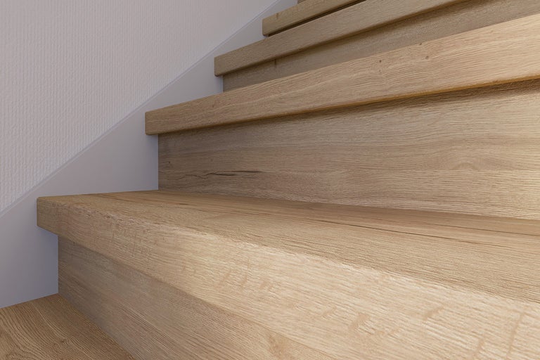 Close-up van een trap met houten treden