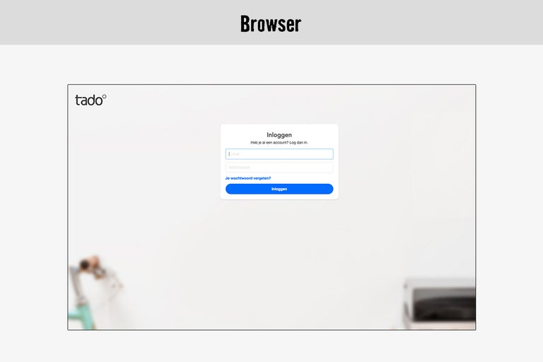 Tado aanmeldscherm in browser