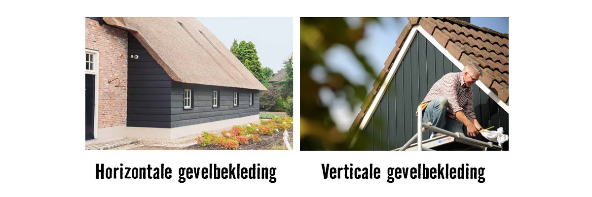 Illustratie van gevelbekleding met horizontale en verticale uitlijning