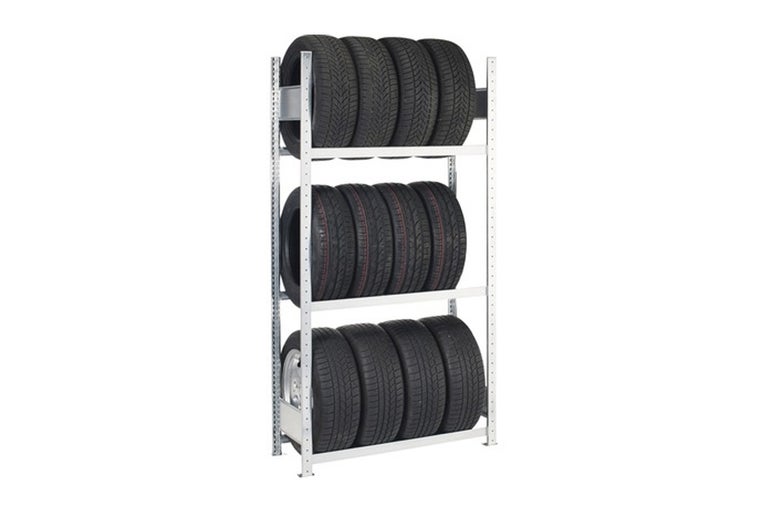 Bandenrek met drie niveaus voor het opslaan van autobanden