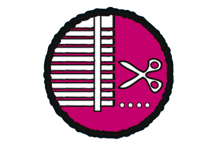 Symbool voor het op maat snijden van rolgordijnen