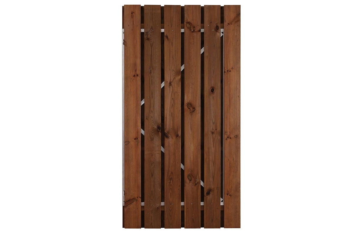 Houten hekpoort met dwarsbalken