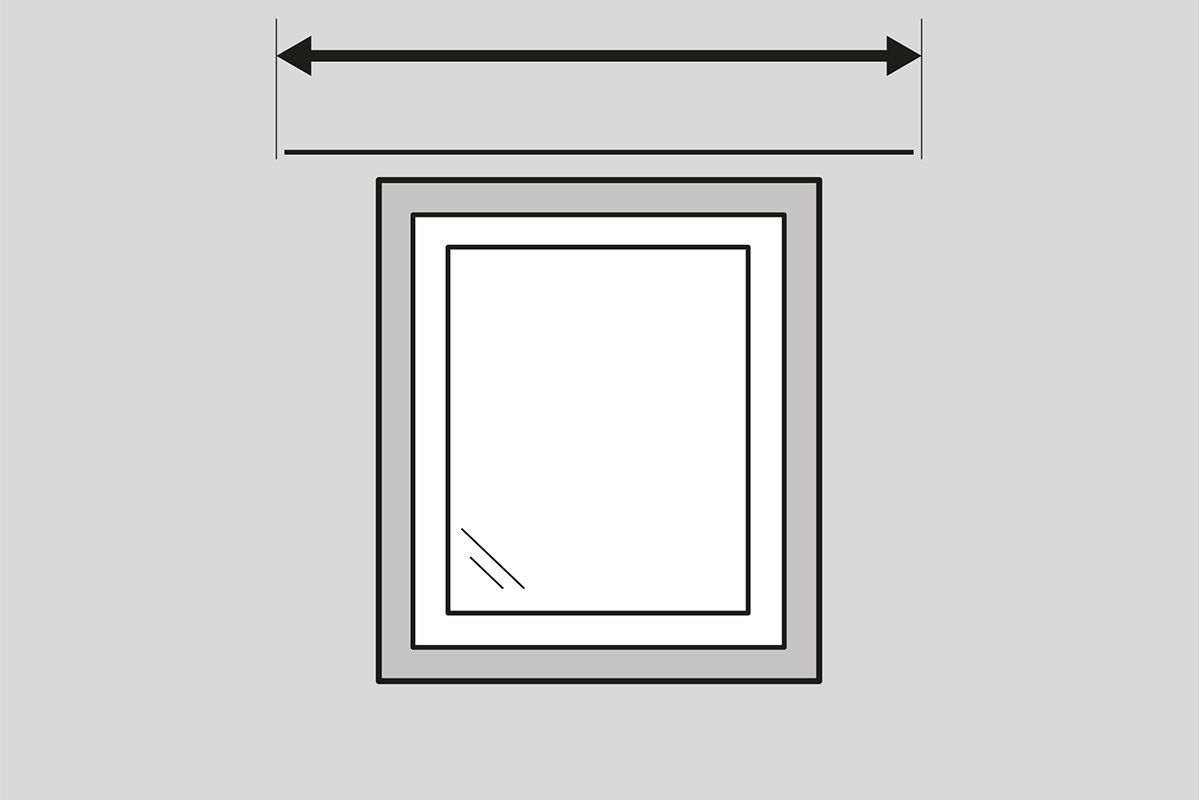 Schematische tekening van een venster met breedte-aanduiding