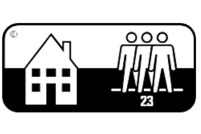Symbool voor woonruimte voor drie personen