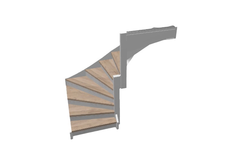 Wenteltrap van hout en metaal