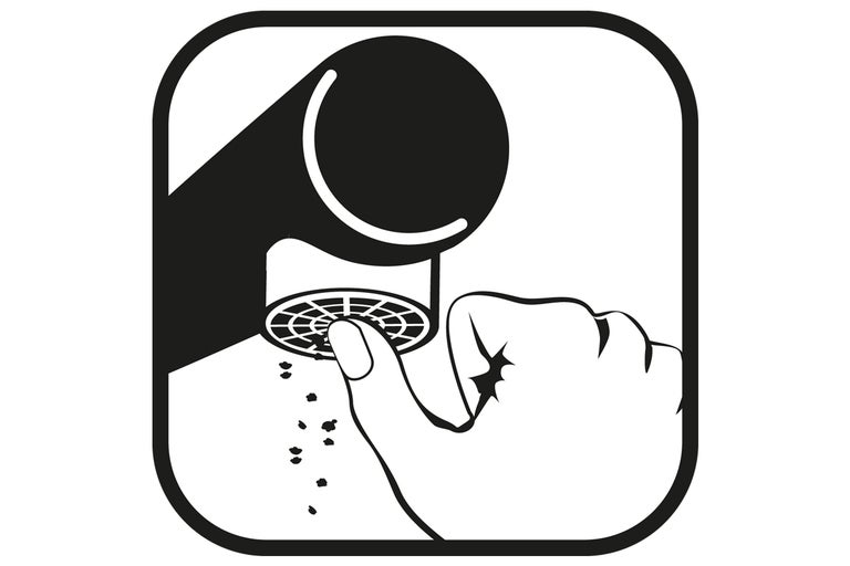 Symbool voor het reinigen van de kraan zeef