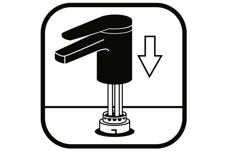 Symbool voor het naar beneden drukken van een kraanventiel