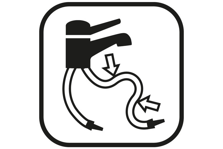Symbool voor flexibele slangen voor het aansluiten van een kraan
