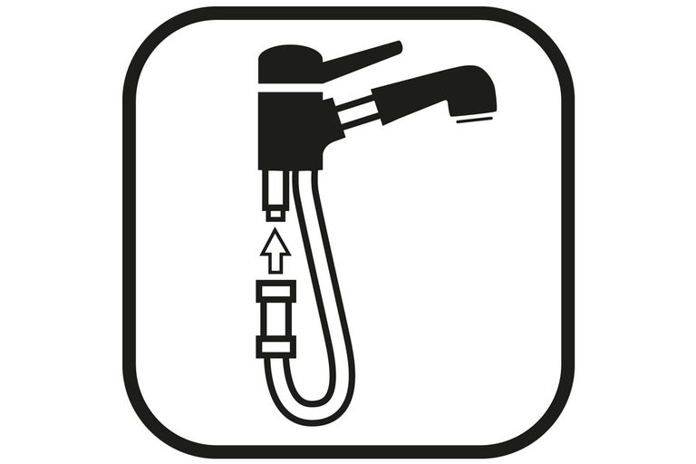 Symbool voor de installatie van een keukenkraan
