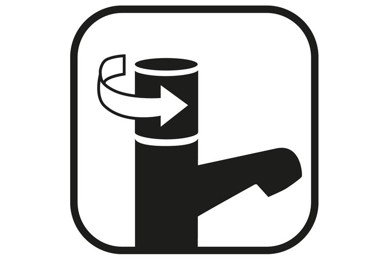 Symbool voor draaibare uitloop