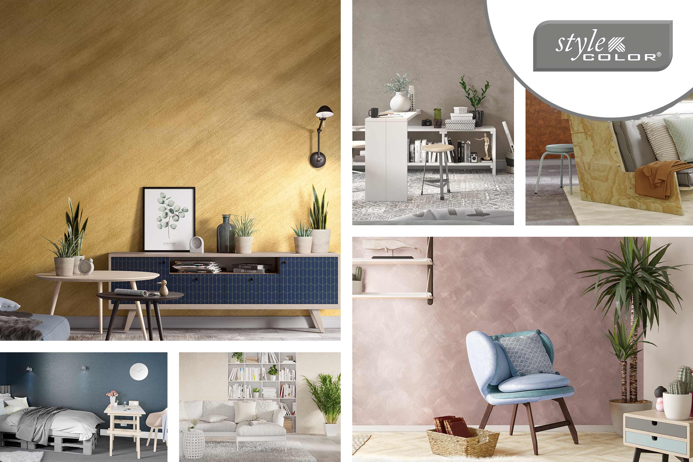 Verschillende woonruimtes met Style Color muurverf