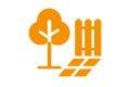 Symbool voor tuin, hek en boom