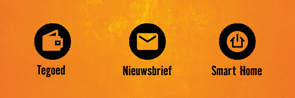 Tegoed, Nieuwsbrief en Smart Home symbolen