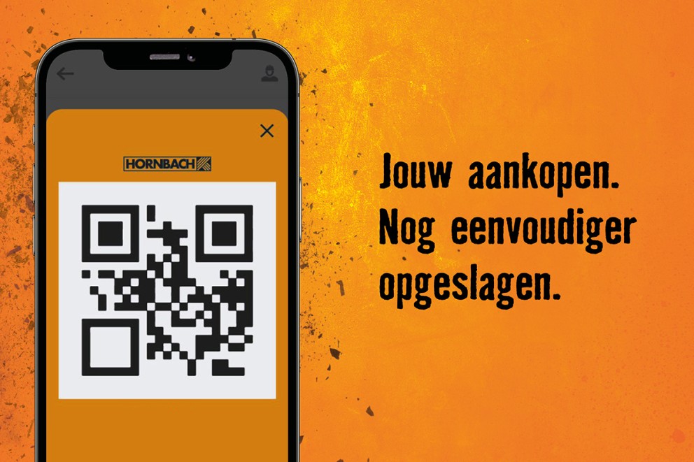 Smartphone met Hornbach app en QR-code