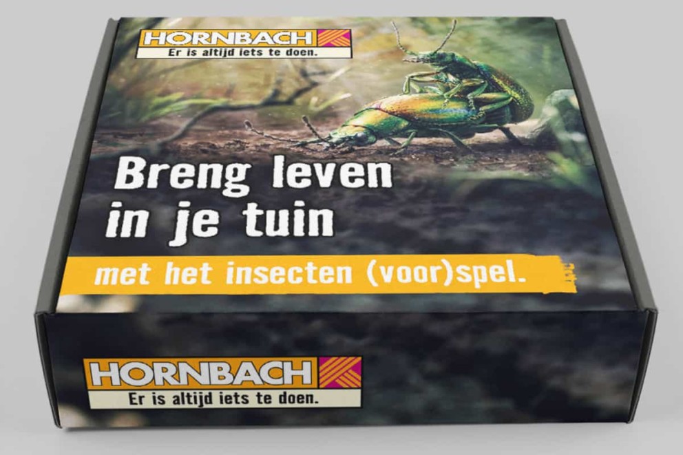 Insectenlokdoos met Hornbach logo voor de tuin
