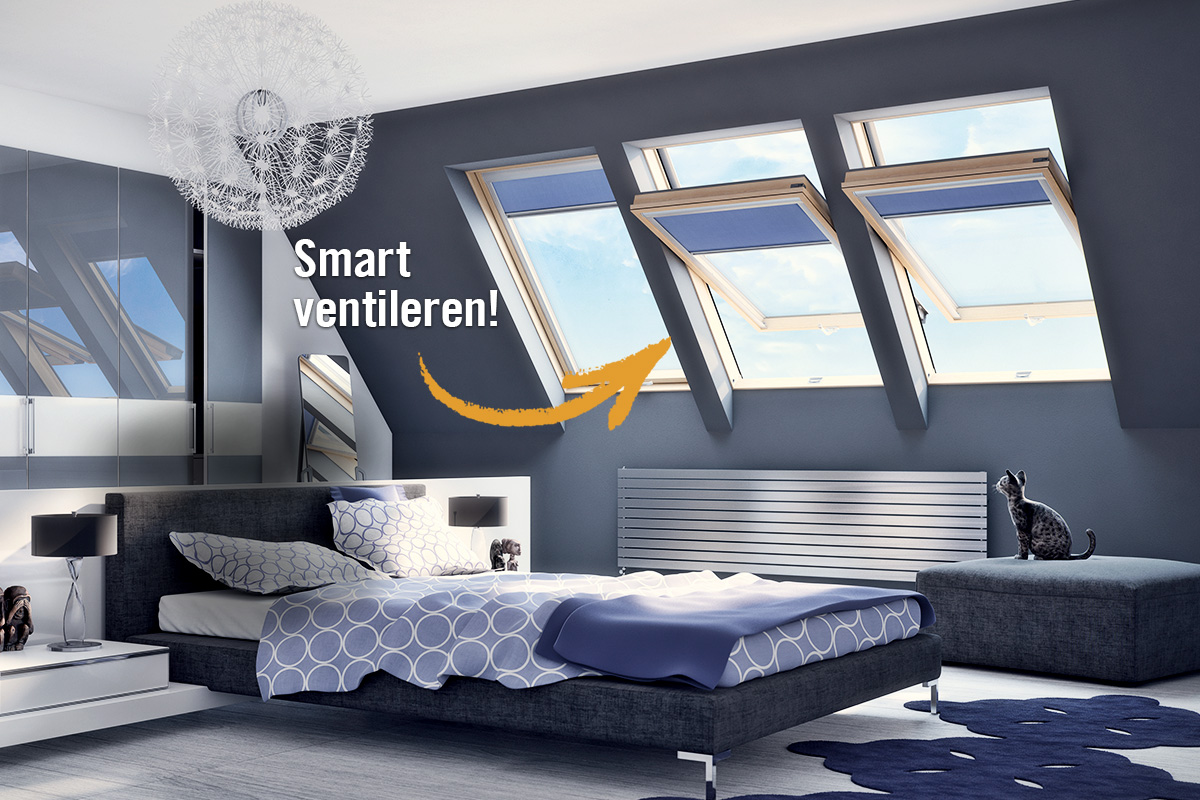 Slaapkamer met dakramen voor slimme ventilatie