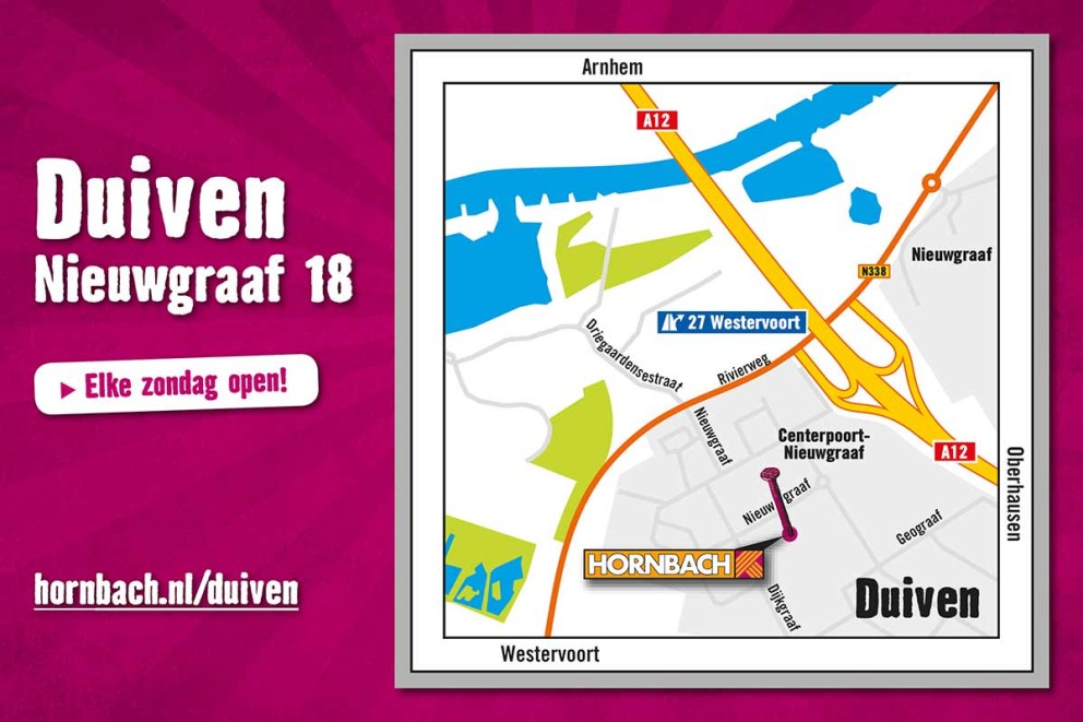 HORNBACH bouwmarkt Duiven adres Nieuwgraaf 18 kaart HORNBACH bouwmarkt Duiven adres Nieuwgraaf 18 kaart