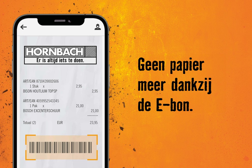 Hornbach App met digitale kassabon op een smartphone