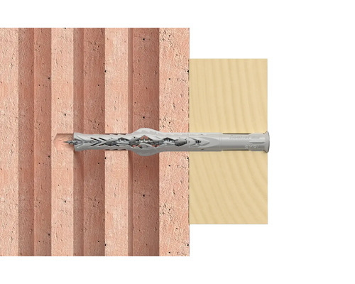Fischer plug bevestigd in metselwerk met hout