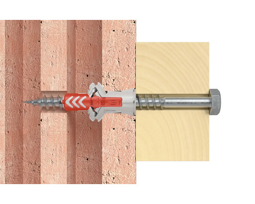 Fischer plug met schroef in metselwerk en hout